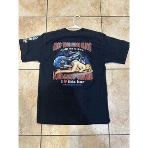 Vintage‎ Loud Pipes Saloon Biker T Shirt Double Sided Faded Skull Size Large
